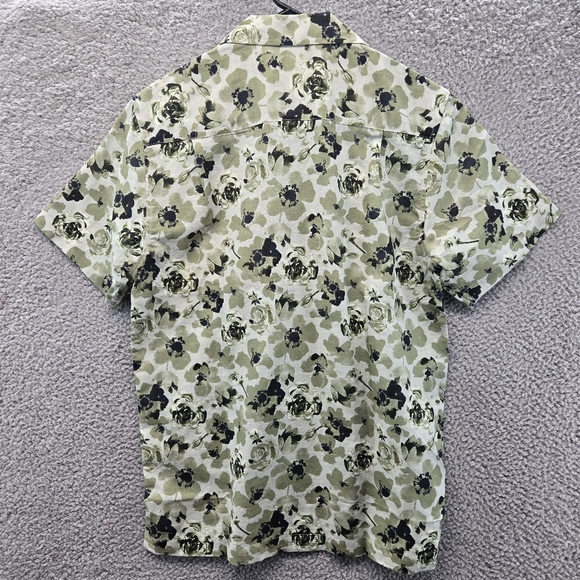 Brooklyn Brigade Green Rose Camp Shirt Linen Blend Short Sleeve Size Small S New - Picture 7 of 9